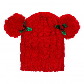 Χριστουγεννιάτικο Σκουφί Πλεκτό Κόκκινο Πον Πον Γκι Κουδουνάκια Χριστουγεννιάτικο Σκουφί Πλεκτό Κόκκινο Πον Πον Γκι Κουδουνάκια