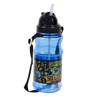 Παγούρι Παιδικό Pop Up Πλαστικό Μπλε Mαύρο Gaming 500ml