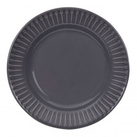 Μπολ Σερβιρίσματος Βαθύ Κεραμικό Γκρι Glaze με Ανάγλυφες Γραμμμές 20.5cm