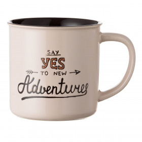 Κούπα Κεραμική Μπεζ Χαραγμένο Μήνυμα &quotSay Yes to New Adventures&quot 540 ml