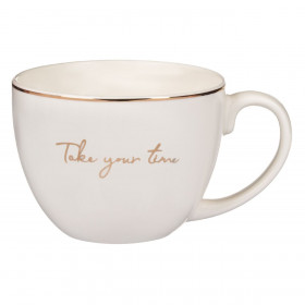 Φλιτζάνι Γίγας New Bone Μπεζ Χρυσό Χείλος Take your Time 420 ml Φλιτζάνι Γίγας New Bone Μπεζ Χρυσό Χείλος Take your Time 420 ml