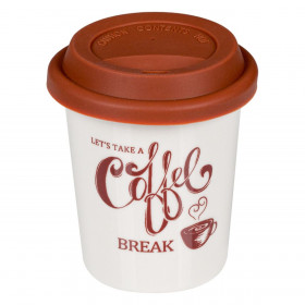 Ποτήρι New Bone Λευκό Coffee Break 280 ml &amp Καπάκι Σιλικόνης