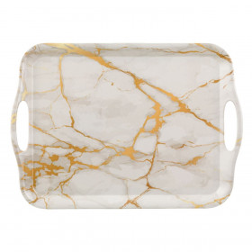 Δίσκος Σερβιρίσματος Εκρού Marble με Χερούλια 35x25 cm