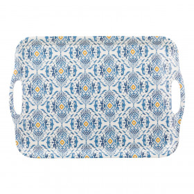 Δίσκος Σερβιρίσματος Λευκός Μπλε Σχέδια με Χερούλια 41x28 cm