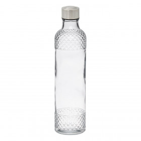 Μπουκάλι Νερού Γυάλινο Διάφανο Σχέδιο Diamond με Βιδωτό Μεταλλικό Καπάκι 1 lt
