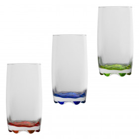 Ποτήρι Νερού Γυάλινο Διάφανο Χρωματιστός Πάτος 350 ml - 3 τμχ.