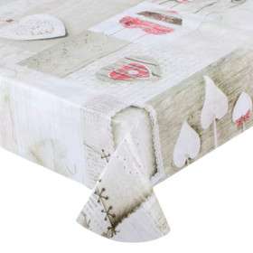 Τραπεζομάντηλο Κουζίνας Μπεζ Καρδιές 170x130cm