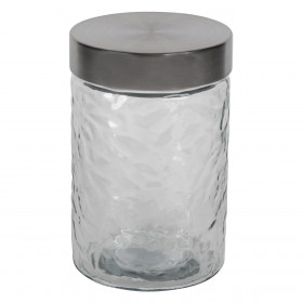 Βάζο Γυάλινο Ανάγλυφο Μεταλλικό Καπάκι 1200 ml.