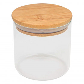 Βάζο Αποθήκευσης Γυάλινο Πυράντοχο Διάφανο Μπαμπού Καπάκι 350 ml