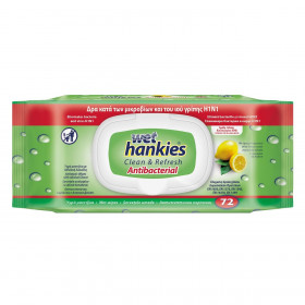Υγρομάντηλα Αντιβακτηριδιακά Wet Hankies Λεμόνι - 72 τμχ.