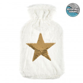 Κάλυμμα Θερμοφόρας Εκρού Γούνα Αστέρι Μαγικές Παγιέτες 2 Lt