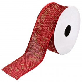 Xριστουγεννιάτικη Διακοσμητική Κορδέλα Δέντρου Κόκκινη Μerry Christmas - 5 m x 38 mm