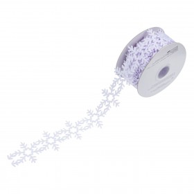 Xριστουγεννιάτικη Διακοσμητική Κορδέλα Δέντρου Λευκή Νιφάδα - 5 m x 38 mm