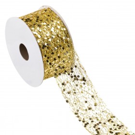 Χριστουγεννιάτικη Διακοσμητική Κορδέλα Δέντρου Χρυσό Glitter 5 m x 38 mm
