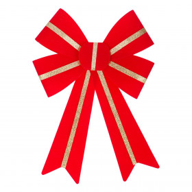 Χριστουγεννιάτικος Διακοσμητικός Φιόγκος Κόκκινο Βελουτέ Χρυσή Γραμμή 46 cm