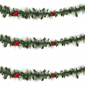 Χριστουγεννιάτικη Τρέσα Πράσινη με Γκι Berries Tinsel 3 m x 7 cm