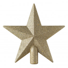 Χριστουγεννιάτικη Κορυφή Δέντρου Σαμπανί Αστέρι Glitter Πούλιες 19cm