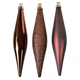 Σετ Χριστουγεννιάτικα Στολίδια Σταλακτίτες Καφέ Μπρονζέ Ματ Γυαλιστεροί Glitter 16 cm - 6 τμχ.