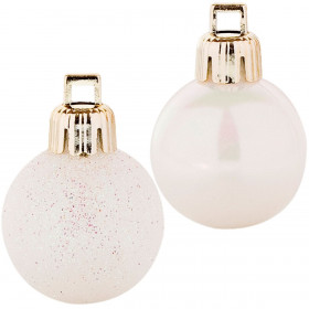Σετ Χριστουγεννιάτικες Μπάλες Λευκές Γυαλιστερές Glitter 3 cm - 20 τμχ.