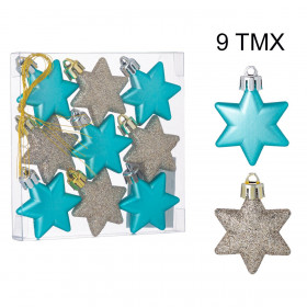 Σετ Χριστουγεννιάτικα Στολίδια Αστέρια Τυρκουάζ Ματ Γυαλιστερά Σαμπανί Glitter 5 cm - 9 τμχ. Σετ Χριστουγεννιάτικα Στολίδια Αστέρια Τυρκουάζ Ματ Γυαλιστερά Σαμπανί Glitter 5 cm - 9 τμχ.