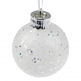 Χριστουγεννιάτικη Μπάλα Λευκό Glitter LED 8 cm Χριστουγεννιάτικη Μπάλα Λευκό Glitter LED 8 cm