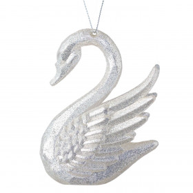Χριστουγεννιάτικο Στολίδι Δέντρου Κύκνος Λευκό Ιριδίζον Glitter 7x4.5x10cm