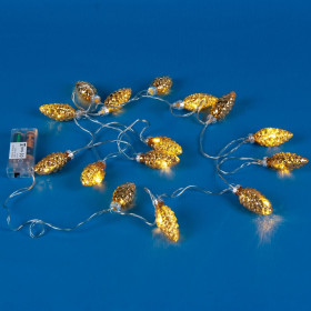 15 Λαμπάκια LED Κουκουνάρια Μπαταρίας 2.4 m - Λευκό Θερμό