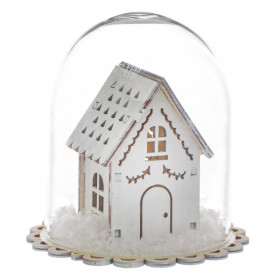 Χριστουγεννιάτικο Διακοσμητικό Γυάλινος Θόλος Σπίτι με Χιόνι &amp Φως LED 9 cm