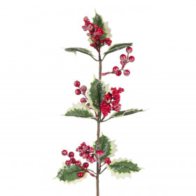 Χριστουγεννιάτικο Διακοσμητικό Κλαδί Γκι Χιονισμένα Κόκκινα Berries 65 cm