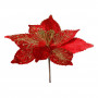 Χριστουγεννιάτικο Διακοσμητικό Λουλούδι Αλεξανδρινό Κόκκινο Βελουτέ Χρυσό Glitter 26cm