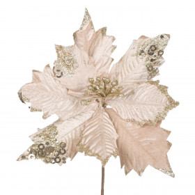 Χριστουγεννιάτικο Διακοσμητικό Αλεξανδρινό Σαμπανί Βελουτέ Παγιέτα 20 cm