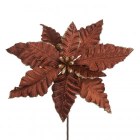 Χριστουγεννιάτικο Αλεξανδρινό Καφέ Βελουτέ Χρυσό Glitter 30 εκ.