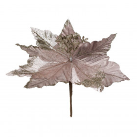 Χριστουγεννιάτικο Λουλούδι Αλεξανδρινό Μωβ με Σαμπανί Glitter 26cm