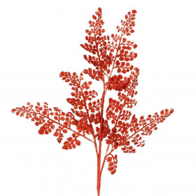 Χριστουγεννιάτικο Διακοσμητικό Κλαδί Κόκκινα Φύλλα Glitter 66cm