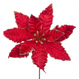 Χριστουγεννιάτικο Αλεξανδρινό Κόκκινο Βελουτέ Χρυσό Glitter 30 εκ.