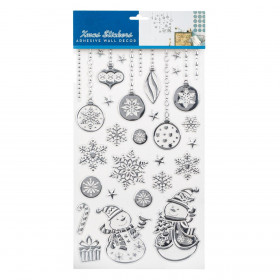 Χριστουγεννιάτικα Αυτοκόλλητα Διακοσμητικά Κρεμαστά Στολίδια Χιονάνθρωποι Ασημί 24x41cm