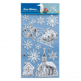 Χριστουγεννιάτικα Αυτοκόλλητα Διακοσμητικά Παράσταση Ασημί 24x41cm