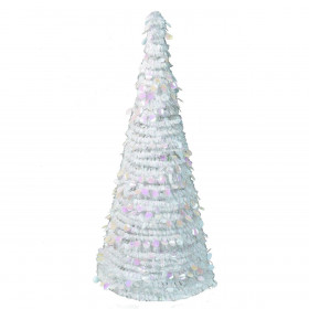 Χριστουγεννιάτικος Κώνος Δέντρο Λευκό Tinsel Μπάλες 47 εκ.