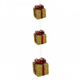 Χριστουγεννιάτικο Διακοσμητικό Κρεμαστό Αφρώδη Δώρα Χρυσά Κουκουνάρια 63 cm