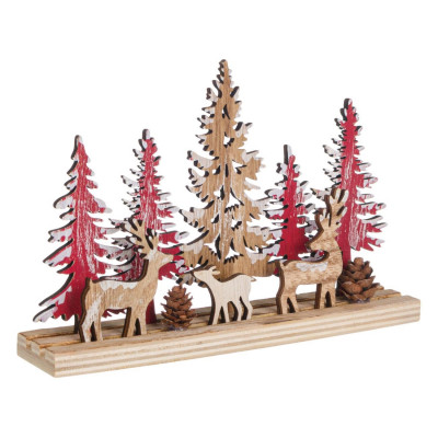 Χριστουγεννιάτικο Διακοσμητικό Ξύλινο Δάσος με Ζώα 14 cm