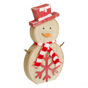 Χριστουγεννιάτικος Ξύλινος Χιονάνθρωπος Κασκόλ 20 εκ.