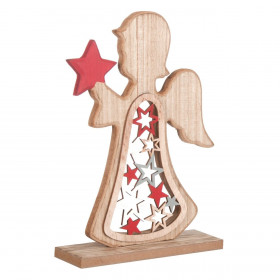 Χριστουγεννιάτικο Ξύλινο Αγγελάκι Κόκκινο Άστρο 22 εκ.