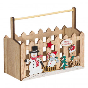 Καλάθι Ξύλινο Χριστουγεννιάτικο Διακοσμητικό Χιονάνθρωποι Ελαφάκι 15x7x12 cm Καλάθι Ξύλινο Χριστουγεννιάτικο Διακοσμητικό Χιονάνθρωποι Ελαφάκι 15x7x12 cm