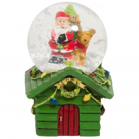 Χριστουγεννιάτικη Διακοσμητική Χιονόμπαλα Άγιος Βασίλης Σπιτάκι 6cm