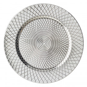 Χριστουγεννιάτικη Διακοσμητική Πιατέλα Στρογγυλή Πλαστική Ασημί Ακτινωτό Σχέδιο 33x1.5cm