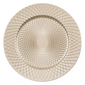 Χριστουγεννιάτικη Διακοσμητική Πιατέλα Στρογγυλή Πλαστική Σαμπανί Ακτινωτό Σχέδιο 33cm