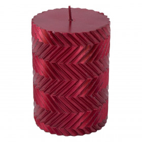 Κερί Κολώνα Κόκκινο Βουργουνδίας Χαραγμένες Πλάγιες Γραμμές 335 g
