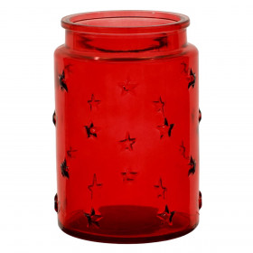 Χριστουγεννιάτικη Θήκη Ρεσώ Κόκκινο Βάζο Ανάγλυφα Αστέρια 10x14.5cm