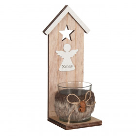 Χριστουγεννιάτικη Θήκη Ρεσώ Αγγελάκι Γούνα Κουδουνάκια 24cm