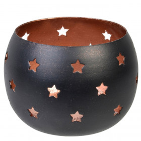 Βάση Ρεσώ Μεταλλική Μαύρη Μπρονζέ Διάτρητη Αστέρια 7x7cm